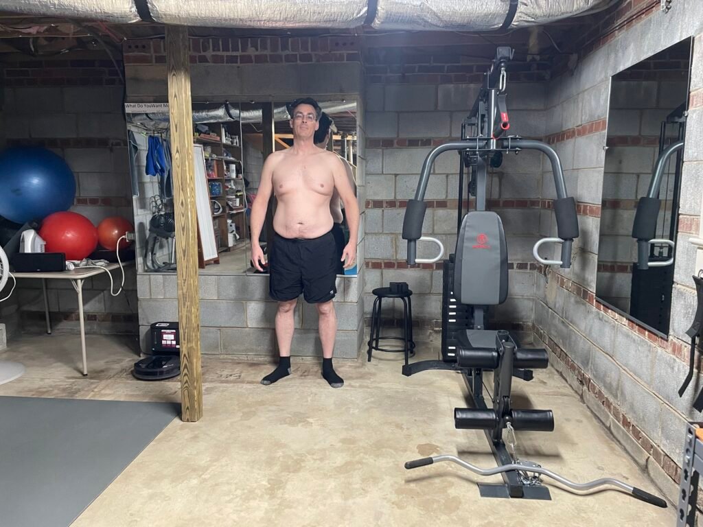 monthly fitness progress after 50 front view